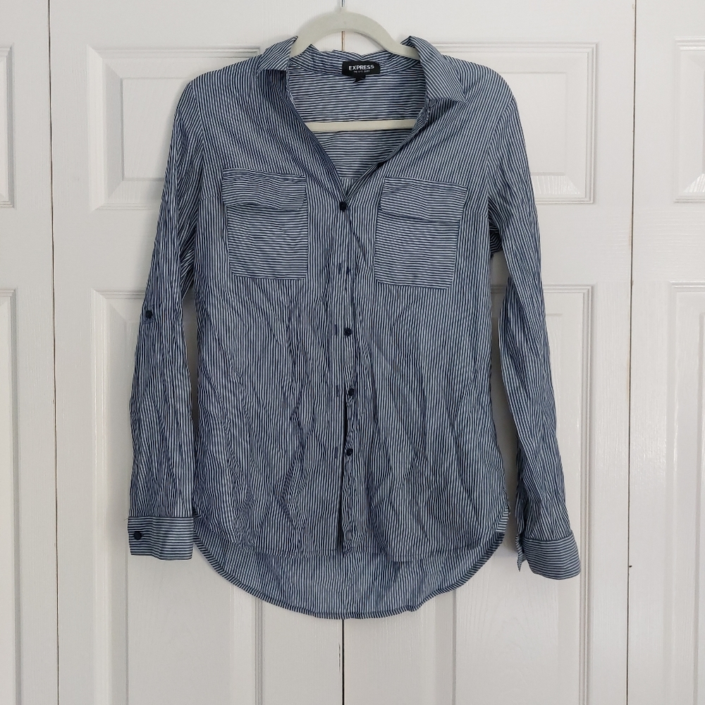 Express blue striped button down